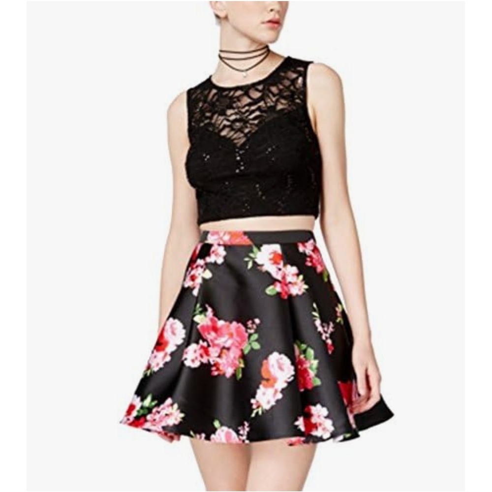 B.Darlin Fit & Flare Contemporary Floral Petticoat Skirt Tulle Underlayer Sz 5/6